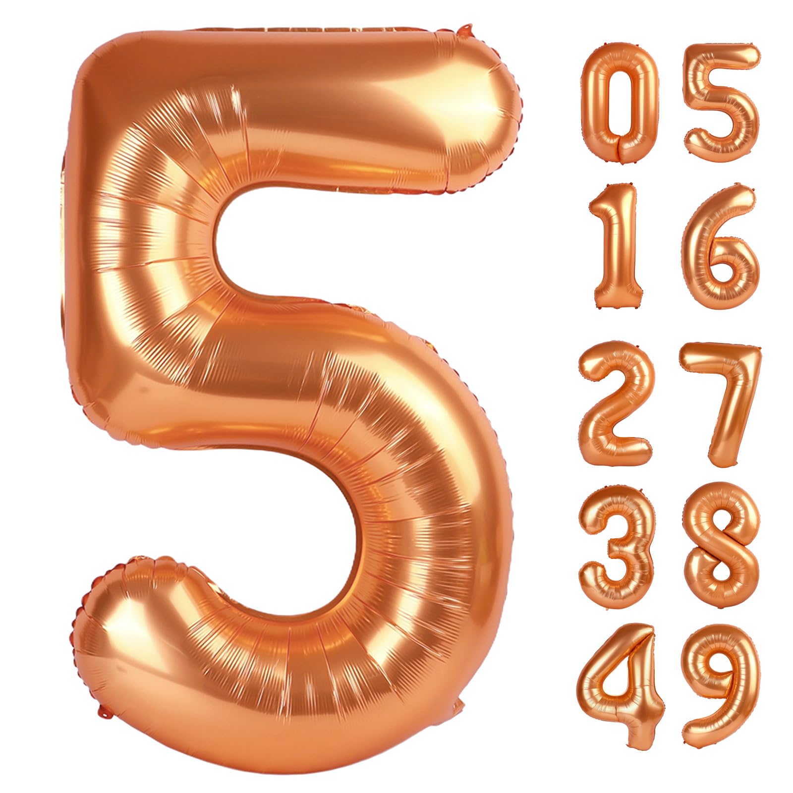 Orange 5 Balloon, Number Balloon 40 Inch, Orange Party Supplies, 5th Birthday Balloon Decorations, 5 Number Balloons, Number 5 Balloon