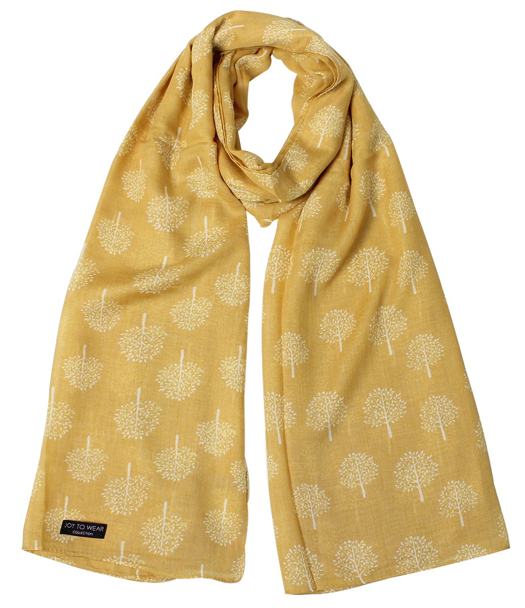 World Of Shawls Mustard Mulberry Tree Print Fashion Scarf (Mustard)