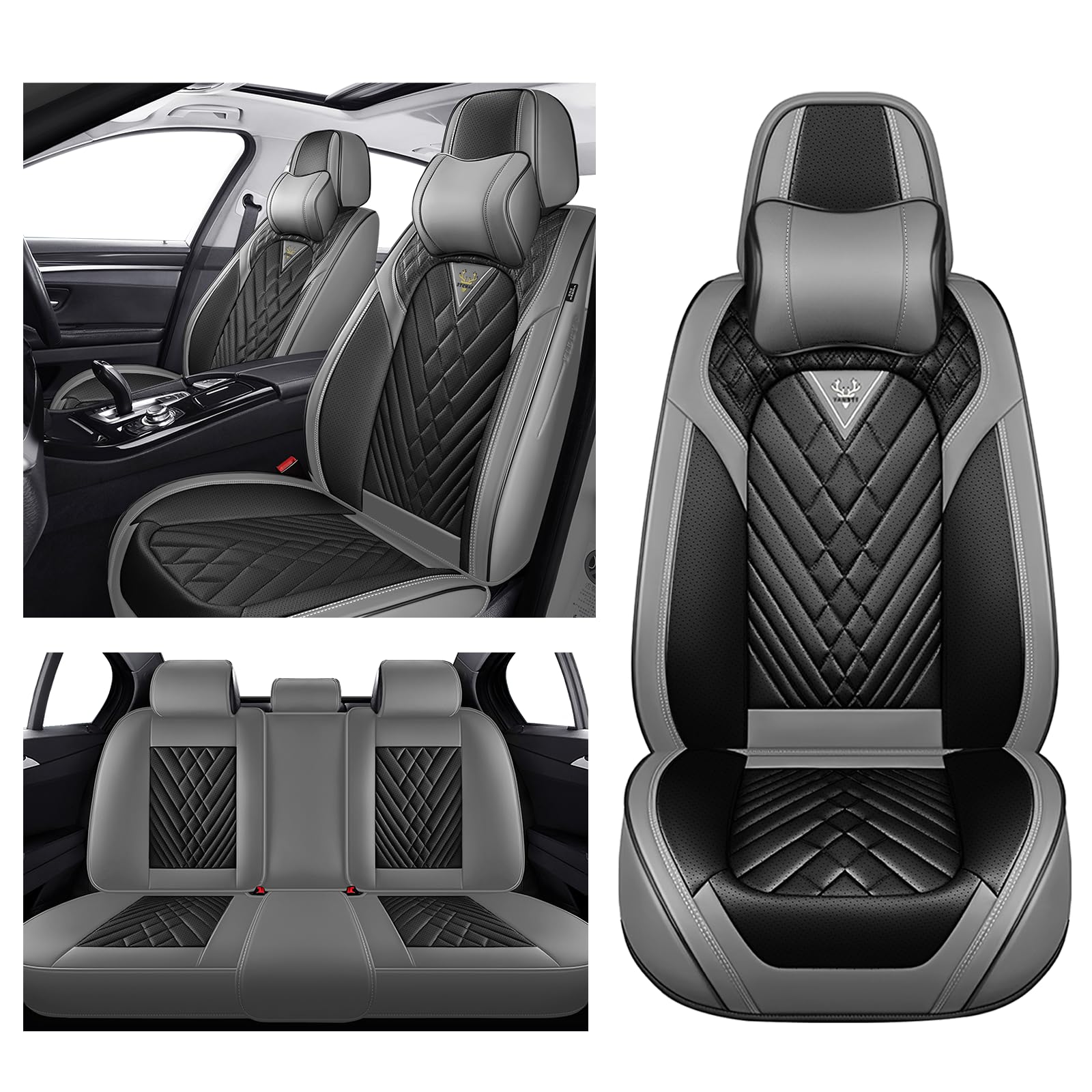 Car Seat Covers for Chevy Suburban 2000-2026 Waterproof Nappa Leather Full Set Seat Cover with Headrests Anti-Slip and