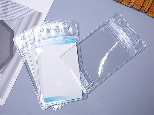 Miniatura 9 de Portatarjetas de identificación transparente, cierre vertical con cremallera, de plástico, impermeable, resellable, de PVC, para identificación,