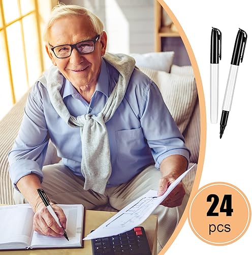 Miniatura 5 de Colarr 24 bolígrafos de punta gruesa de baja visión, tinta negra, fácil de ver, bolígrafos atrevidos con punta de fieltro de calidad baja ayuda para