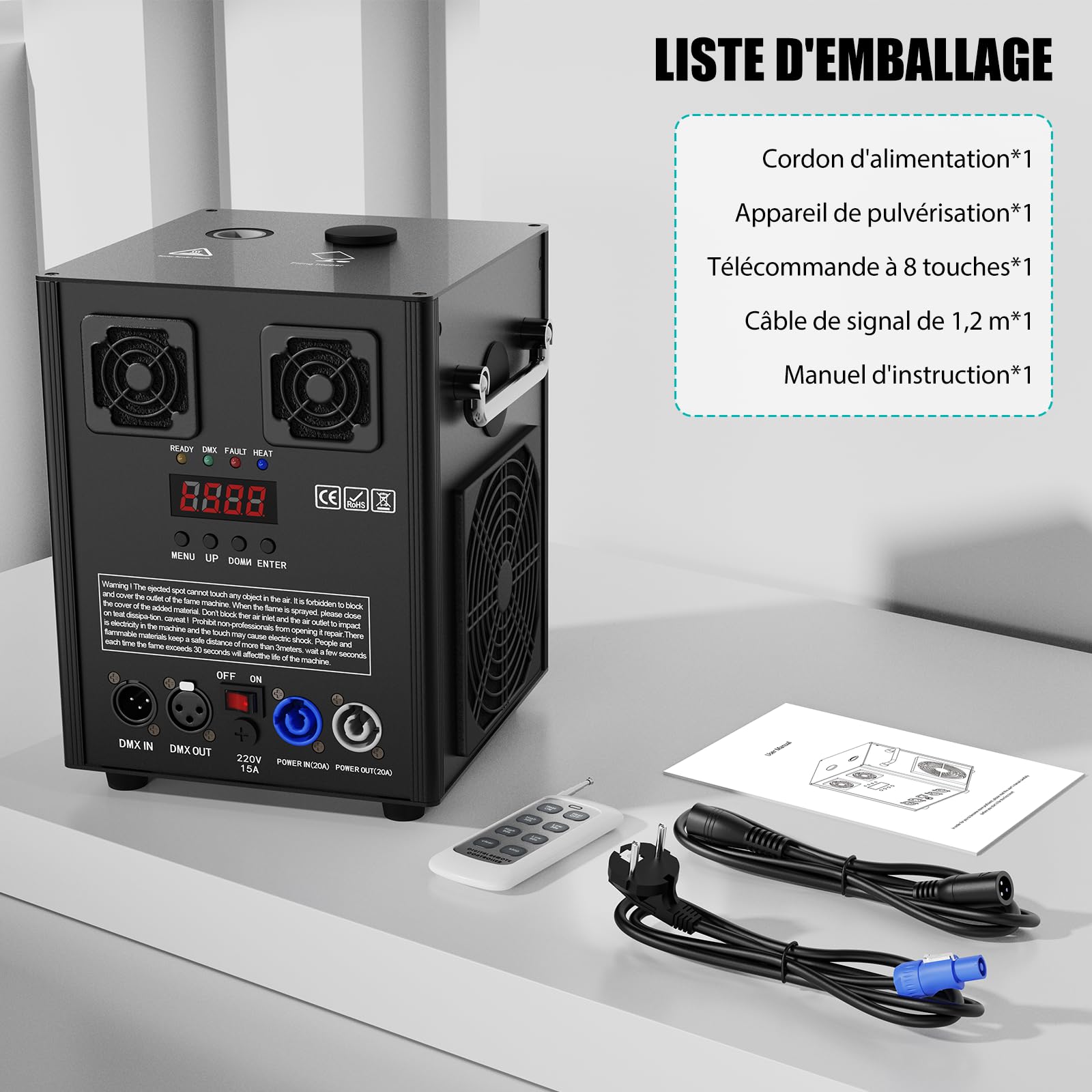 1000W Noirs Machine à Étincelles à Froid, Machines à Effets Spéciaux avec d-mx512 Télécommande Sans fil Machines Pyrotechniques pour Mariage Bar Scène Fête Halloween Noël Mariages