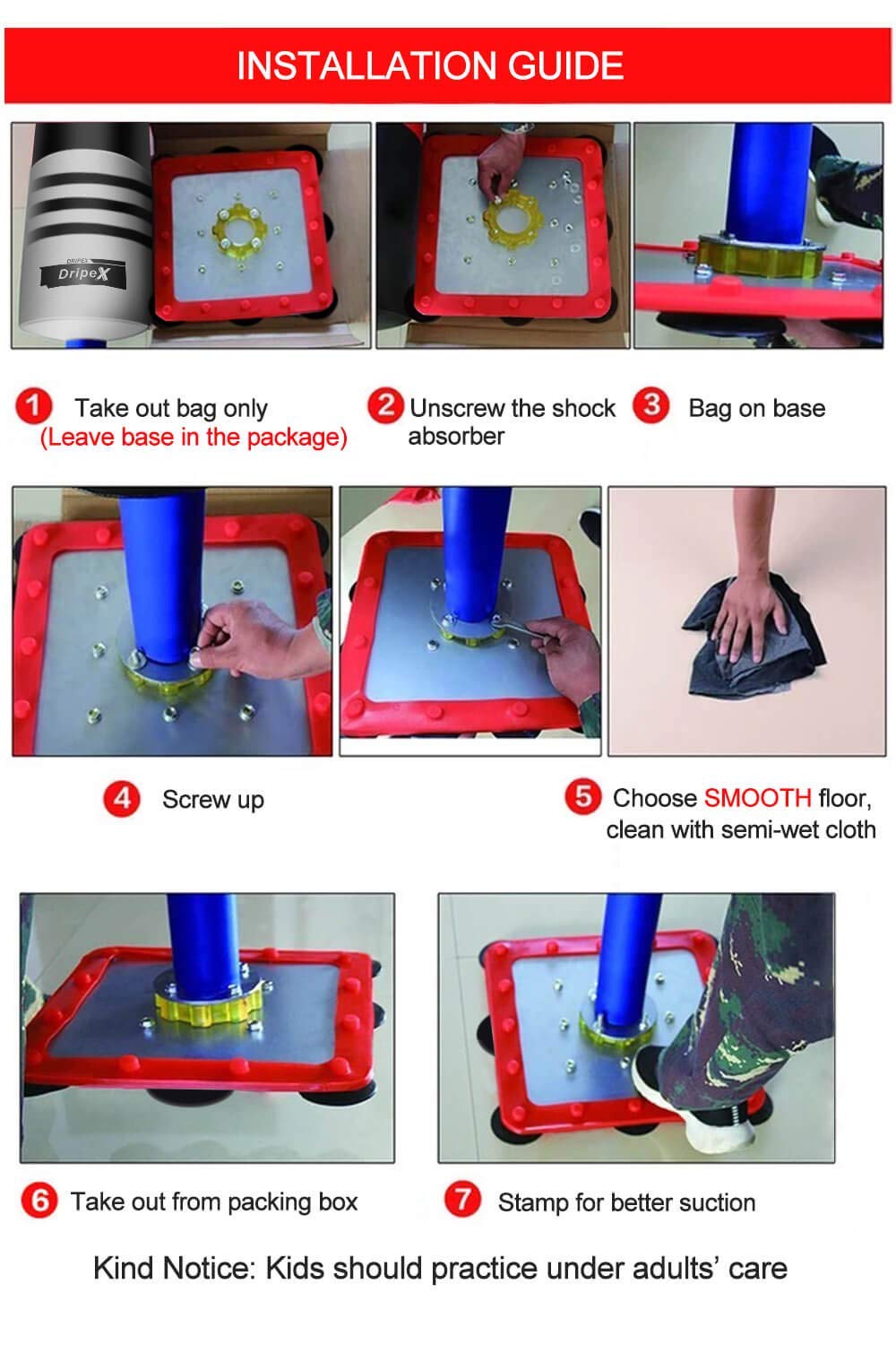 Dripex Boxsack Jugend Freistehender Standboxsack Boxpartner Boxing Trainer Punching Bag, für Taekwondo