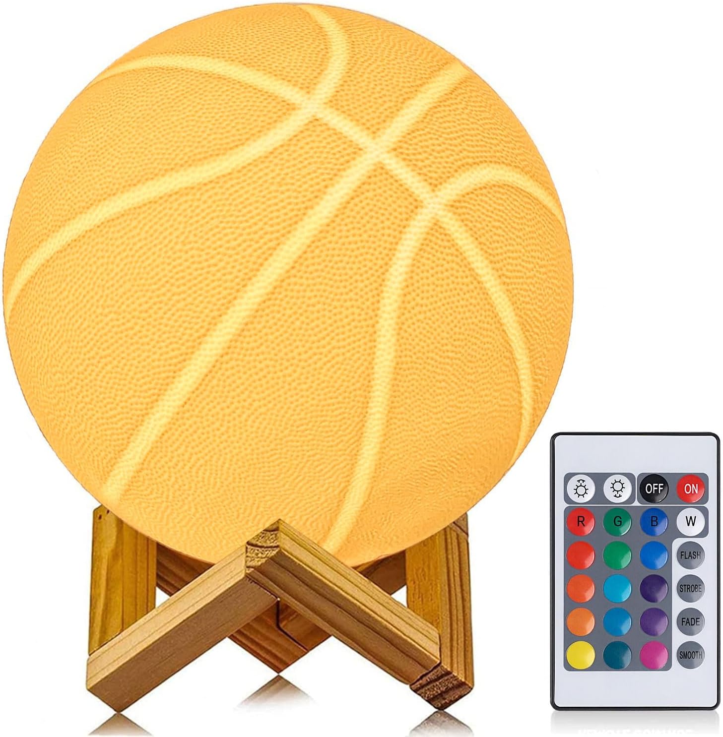 OleeOdee 3D Basketball Night Light with Remote Control - 16 Color Changing LED Lamp for Kids, Dads & Sports Fans (4.7 inch)