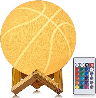 OleeOdee 3D Basketball Night Light with Remote Control - 16 Color Changing LED Lamp for Kids, Dads & Sports Fans (4.7 inch)