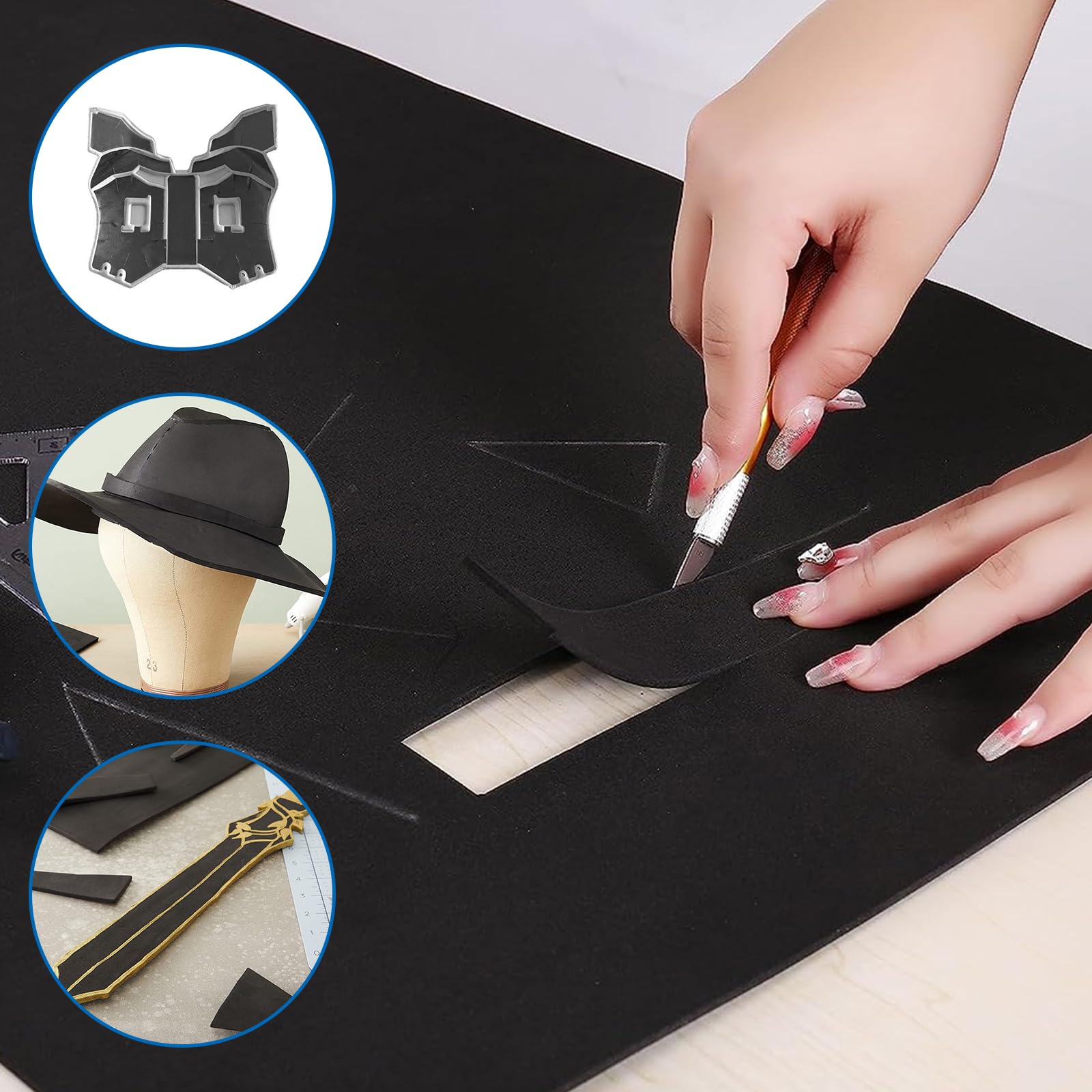 2 rotoli Eva Foam 5 mm, 33 x 150 cm, in schiuma espansa nera, per costumi, fai da te e progetti fai da te