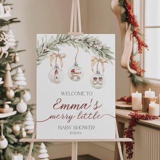 Christmas Baby Welcome Poster, Merry Little Holiday Celebration Artwork,...