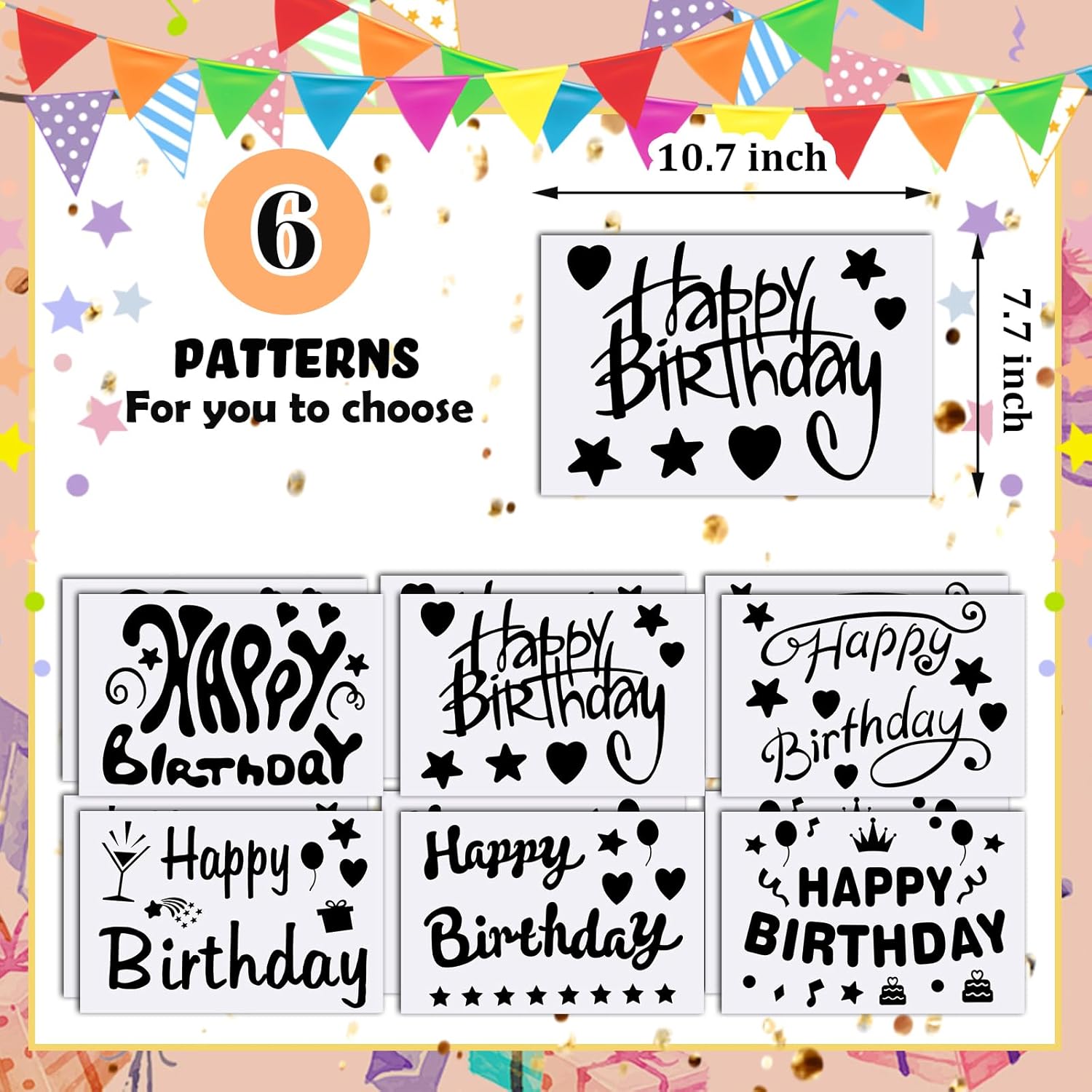 Outus 12 Pieces Happy Birthday Balloon Sticker Black Party PVC Letter Stickers Bobo Birthday Balloon Decals Paster for DIY Mother's Day Wedding Party Decoration Supplies