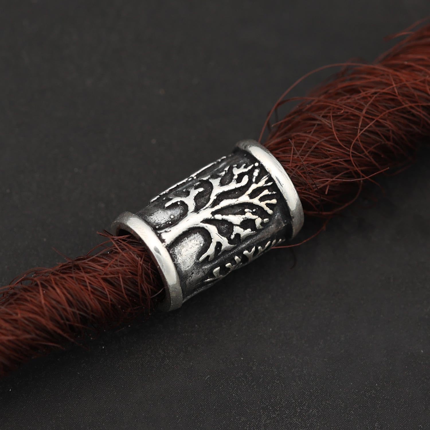 Lebensbaum Bartperle 925 Sterling Silber keltischer Bartschmuck Haarperle Damen Herren Silberperle Yggdrasil Haarschmuck Dreadlocks