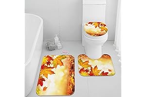 Britimes Fall Bathroom Rug Sets: Vibrant Maple Leaves for Autumn Decor