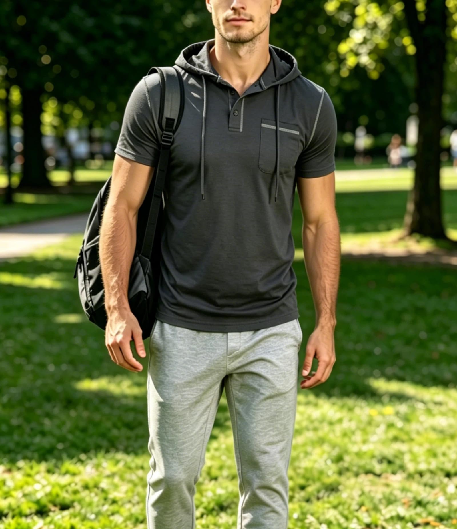MakingDa Felpa con cappuccio a maniche corte da uomo per allenamento palestra pullover con cappuccio tasca atletica vestibilità muscolare felpa estiva leggera corsa boxe escursionismo sport felpe con