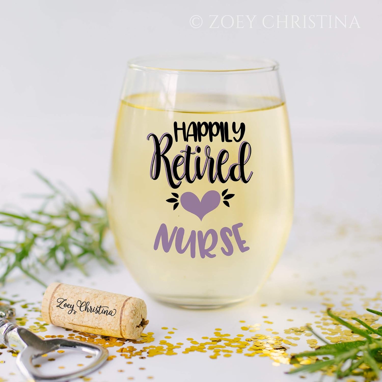 Retired Nurse gifts for Women Retirement Party idea Stemless Wine Glass 0148 - Image 2