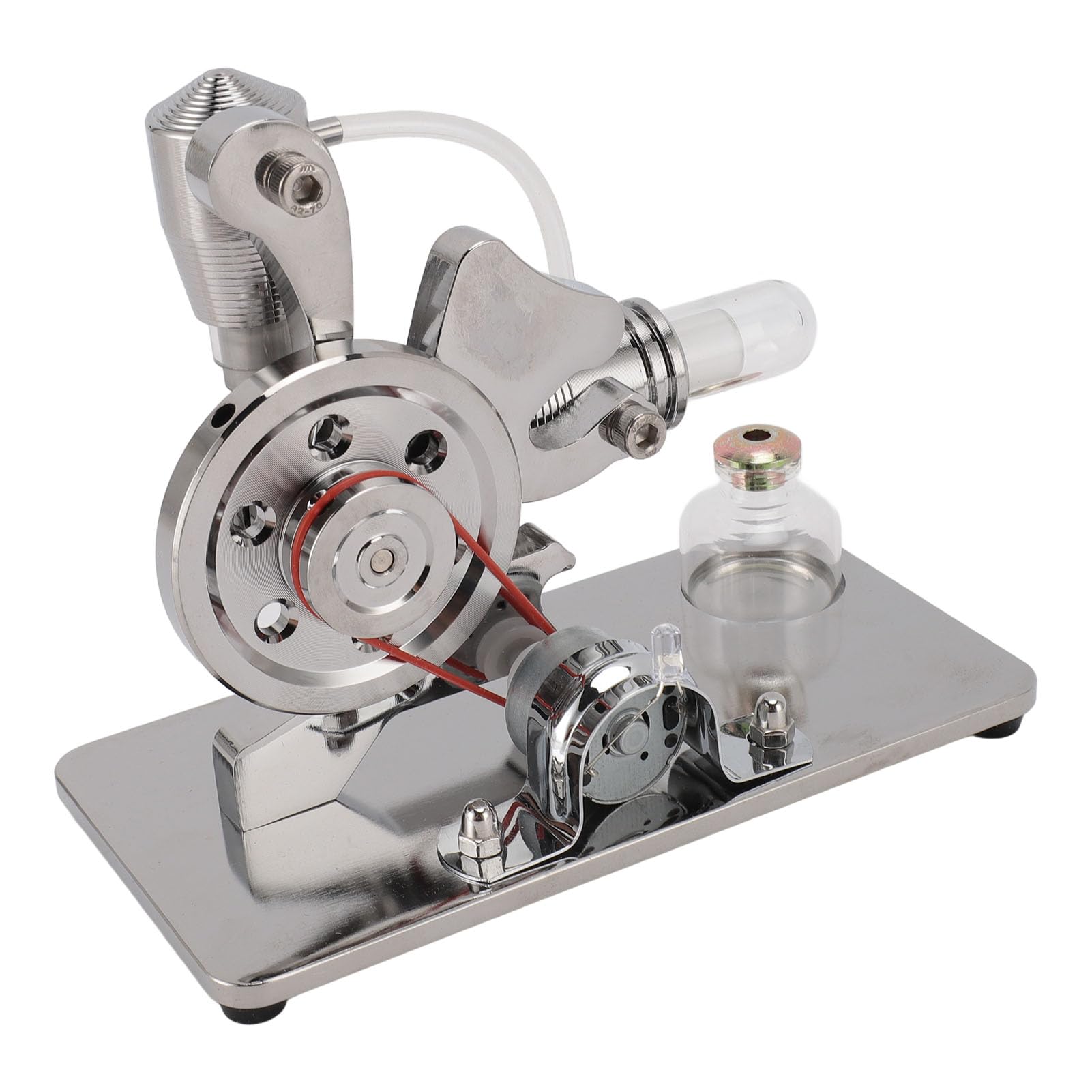 AMONIDA Juguete Modelo de Motor Stirling con Generador de Electricidad Educativo LED Colorido para Niños y Adultos Uso Doméstico Aleación de Aluminio (Silver)