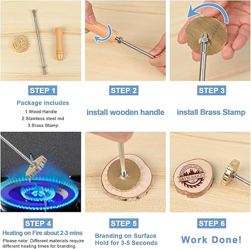 Miniatura 2 de KAINSY Hierro de Marca Personalizado para Madera, Hierro de Marca de Metal Duradero con Logo Personalizado para Estampado de Madera Quemada Cuero