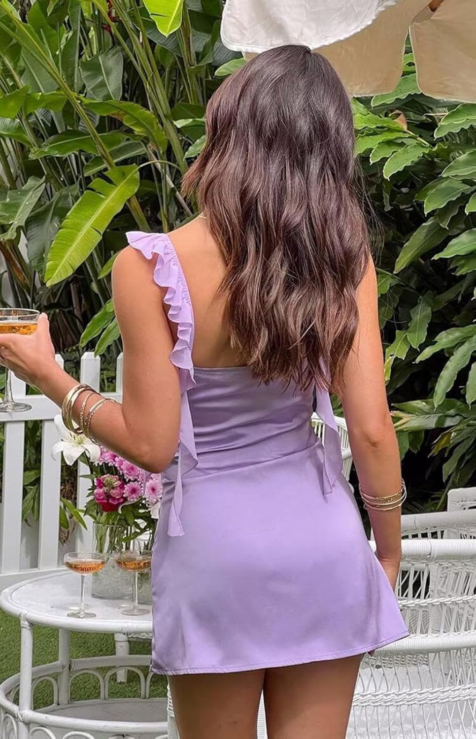 Satin Homecoming Dresses - Ruffles Spaghetti Straps Short Graduation Cocktail Dress for Teens - Image 2