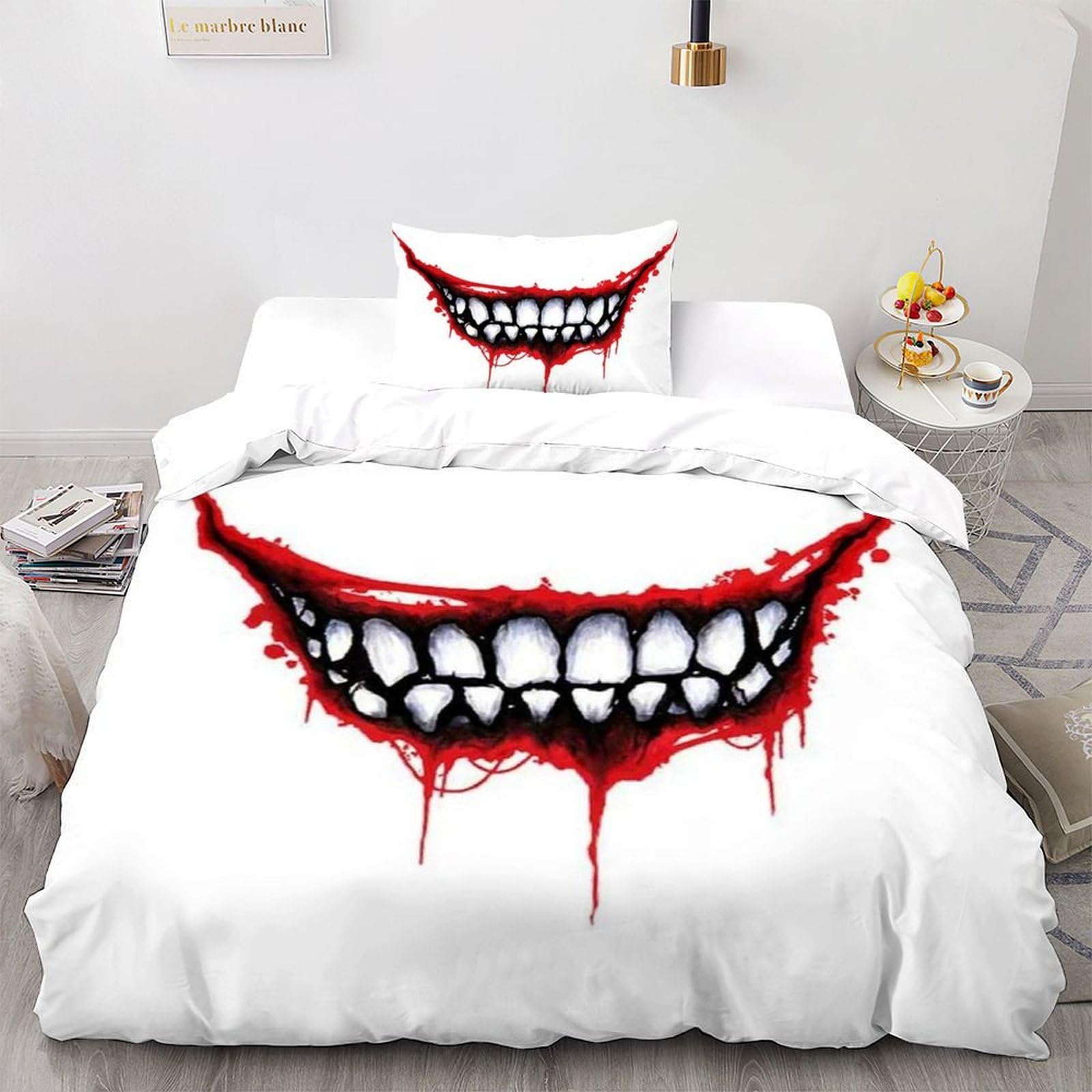 Parure de lit 135x200cm style street art le diable avec taies d'oreiller