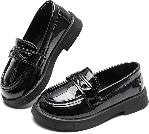 KOSISOK Zapatos Oxford para niños, zapatos de vestir para niña, con cordones, para uniforme escolar, mocasines planos