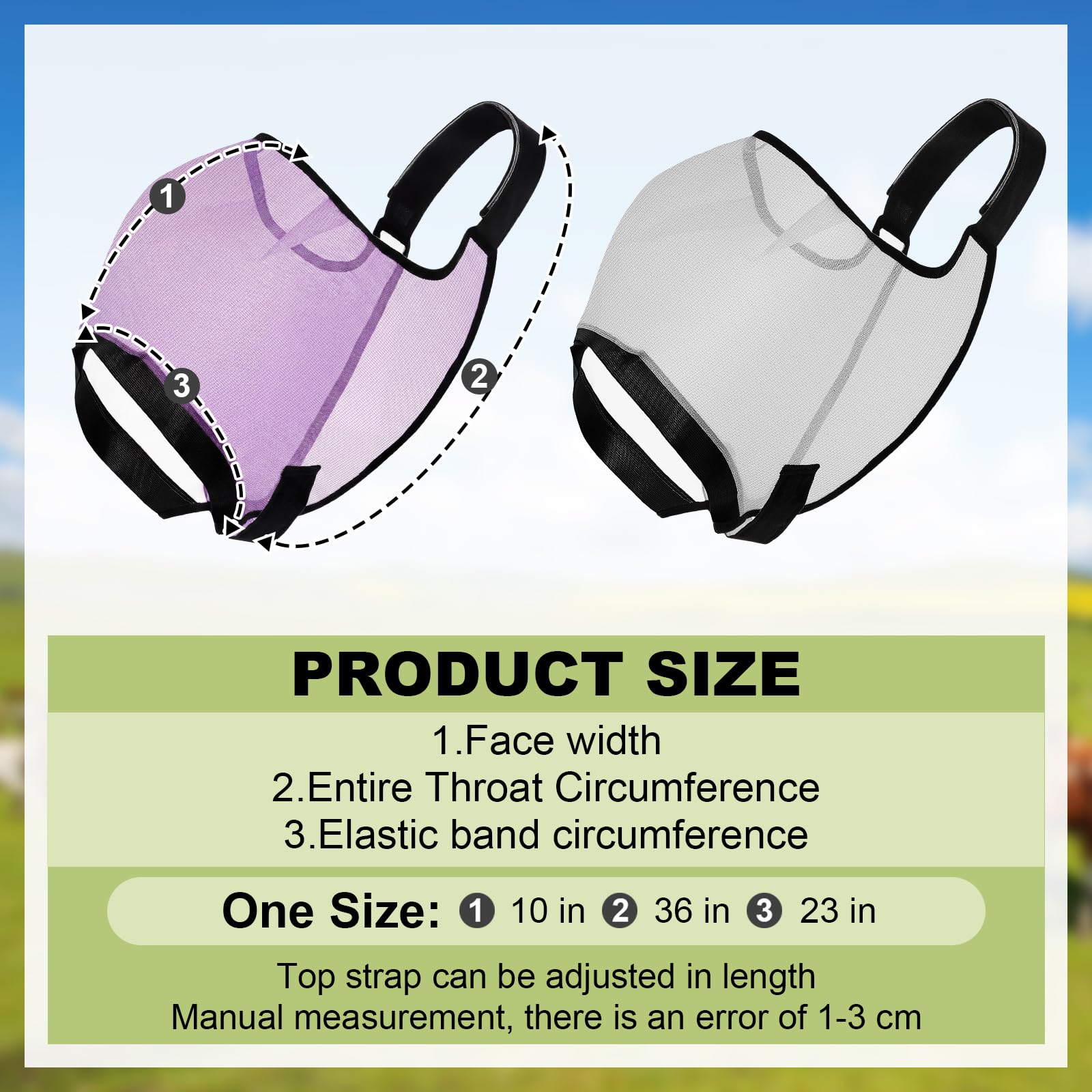 Abbylike Maschera antimosche per bestiame, regolabile, 2 pezzi, viola