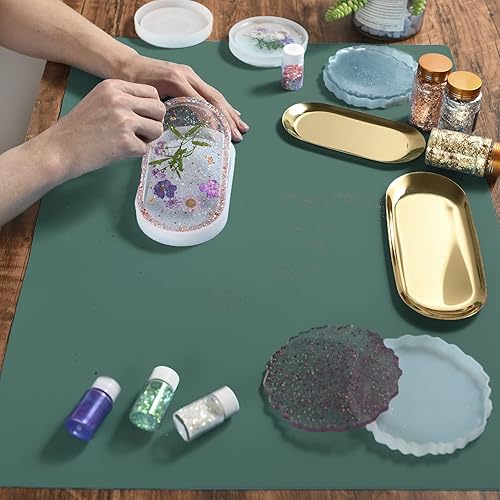 Vista 5 de SAPID Lámina de silicona extragrande para manualidades, alfombrillas gruesas de silicona para fundición de joyas, alfombrilla de silicona Verde