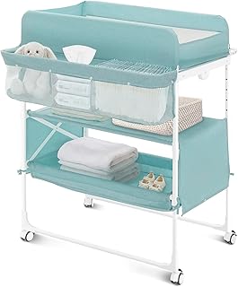 Portable Baby Diaper Changing Table, Foldable Diaper Changing Tables, Waterproof Diaper Changing Pad, Height Adjustable Changing Diaper Station for Infant and Nursery, Mobile Changing Table