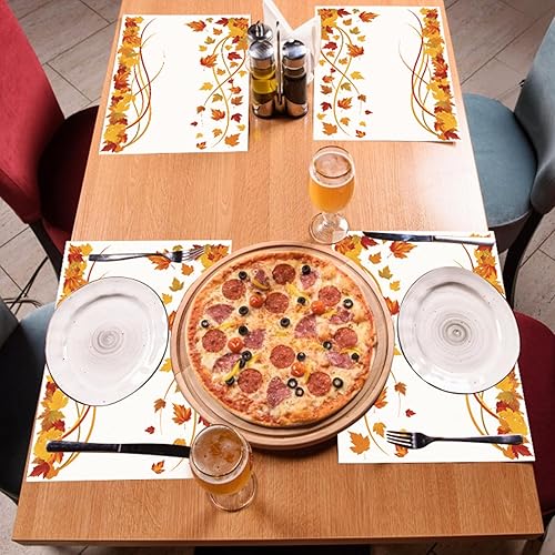 Miniatura 6 de Paquete de 50 manteles individuales de papel desechables de otoño con hojas de arce de Acción de Gracias, 16 x 11 pulgadas, manteles individuales de