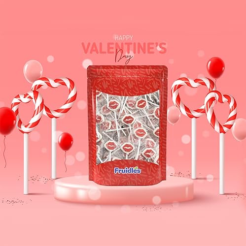 Miniatura 3 de Fruidles Paleta de labios rojos para el día de San Valentín, piruleta en forma de labio blanco con labios rojos, caramelo envuelto individualmente