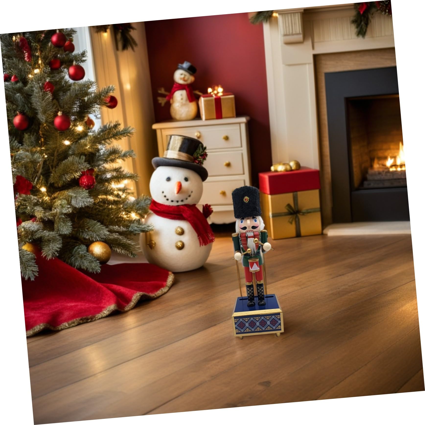 TOPBATHY Carillon Musicale in Legno con Figurina di Soldato, Design Classico Handmade, 30,5 Cm, Facile da Usare senza Spigoli, Decorazione Natalizia per Natale
