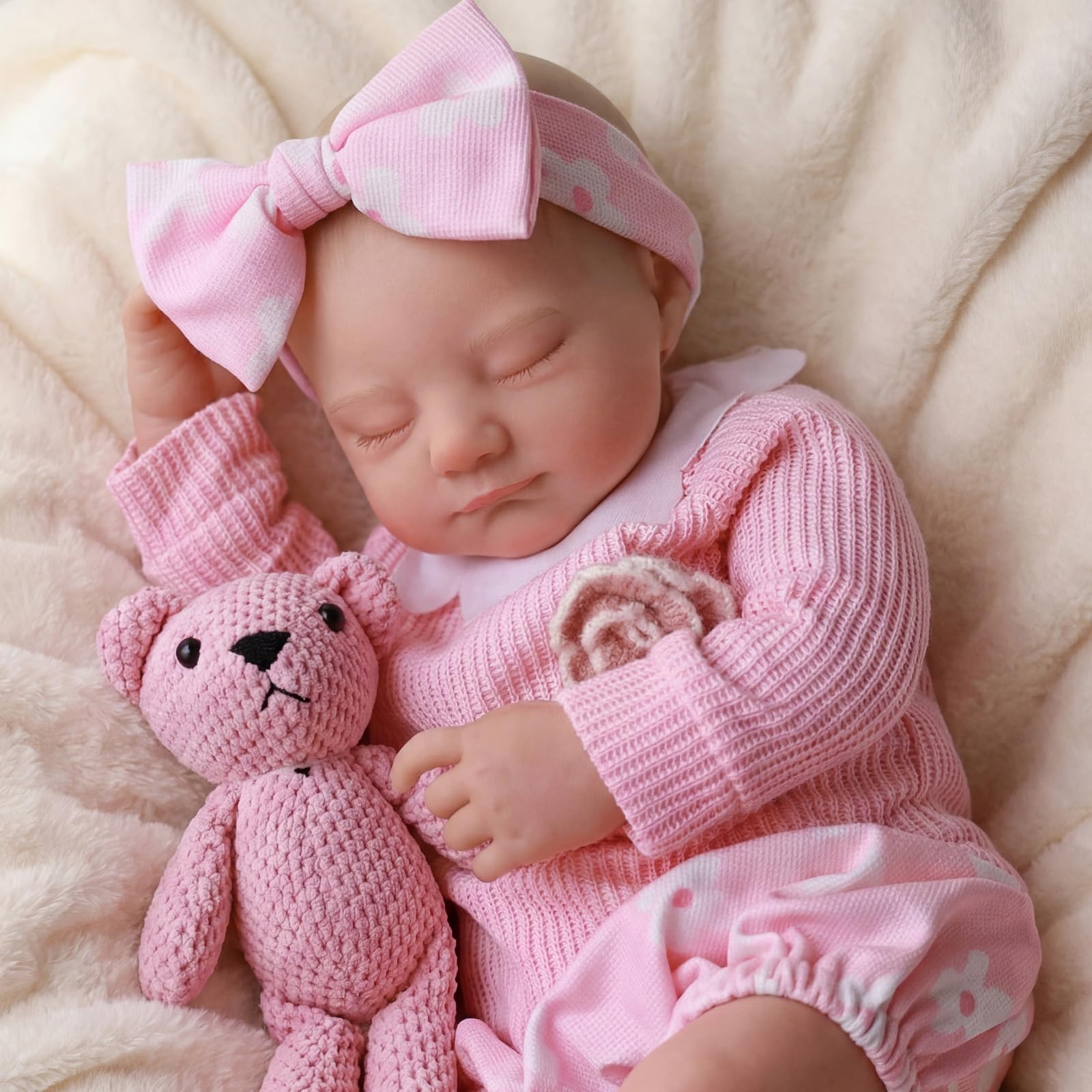 JIZHI Lebensechte Reborn-Babypuppe – 20 Zoll Realistische Neugeborenen-Babypuppe mit Weichem Körper, Echtes Reborn-Puppen Mädchen mit Outfit und Komplettem Zubehör für Kinder 3+