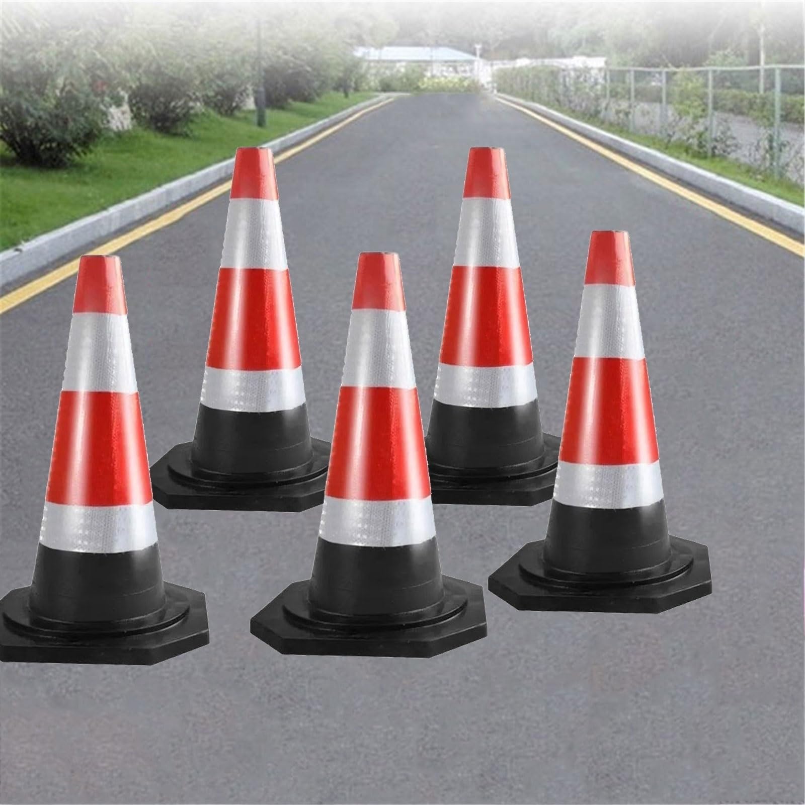 Cône de signalisation Lot de 5 cônes de sécurité routière avec bandes réfléchissantes for avertissement d'urgence de stationnement Route(Moyen)