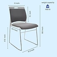 Vista 3 de 4 Pack Stacking Chairs 1102LB Capacity Home Office Guest Chair Set With Sled Base, Modern Reception Chair for Kitchen, Waiting Room, Multi-Purpose