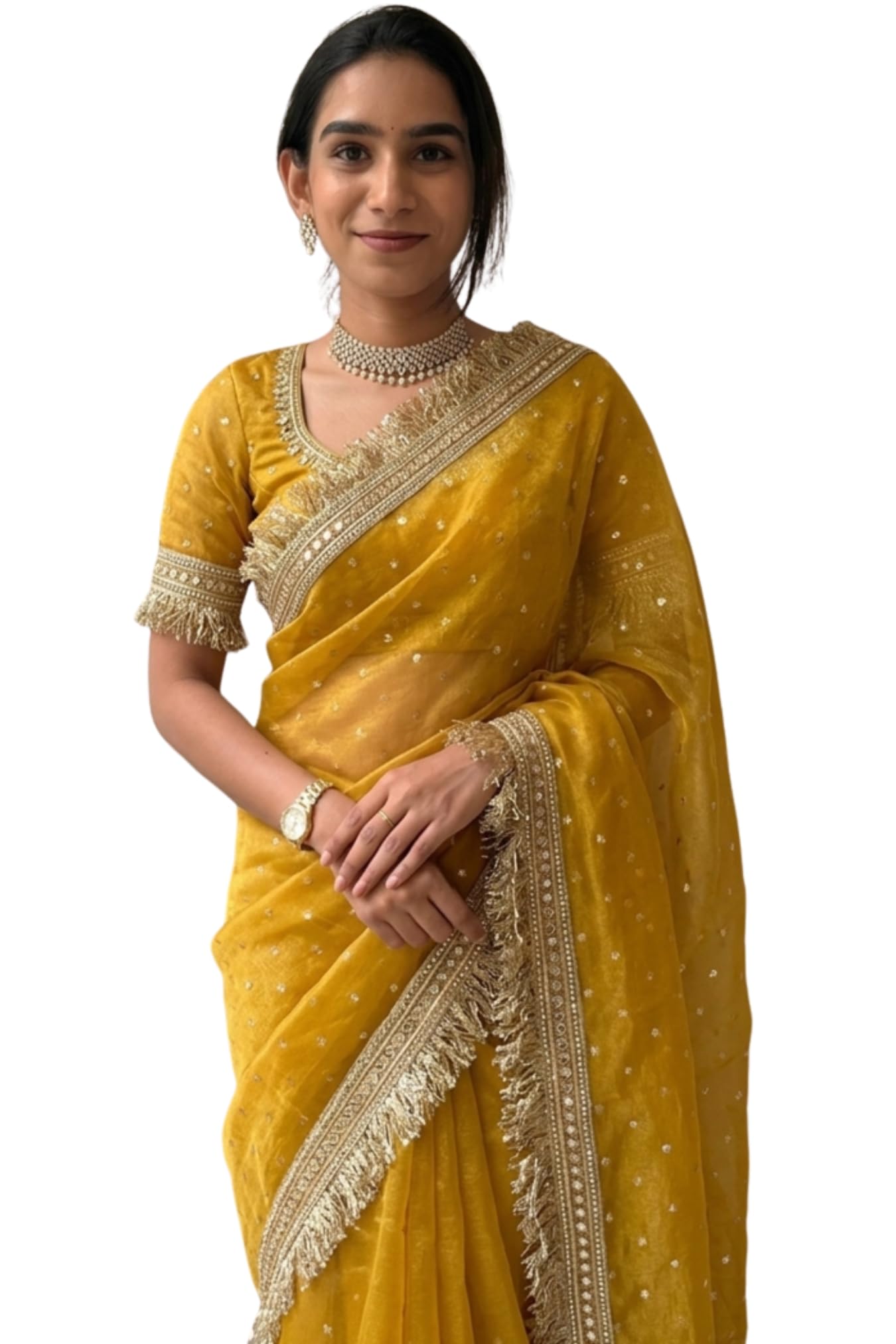 SGF11 Women's Tissue Pure Soft Silk Saree With Blouse Piece