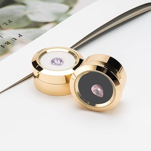 Miniatura 7 de Caja de exhibición de diamantes o piedras preciosas suelta pequeña de metal (dorado-1.3 x 0.5)