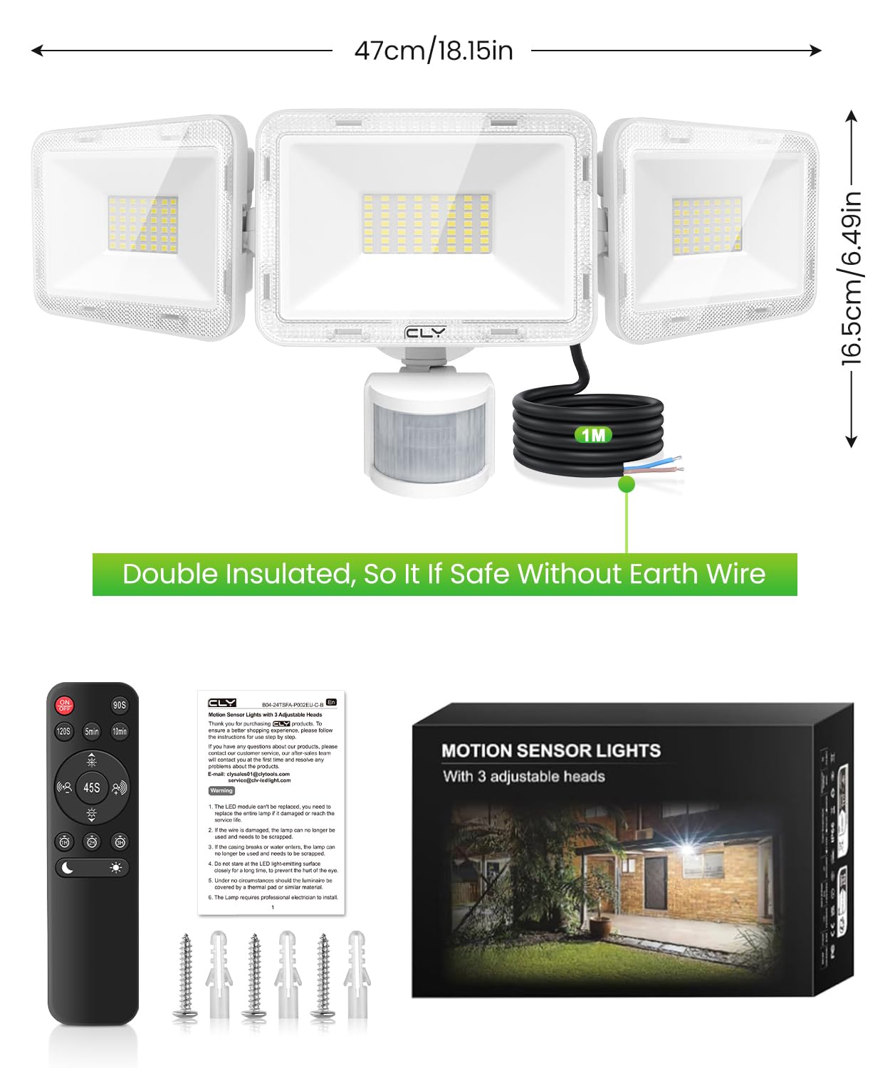 CLY 70W Projecteur Led Exterieur Detecteur De Mouvement Et Télécommande | CLY Eclairage Exterieur Avec Detecteur 6580LM Spot Led Extérieur Avec Détecteur Blanc Froid 6500K Étanche IP66 Pour Garage