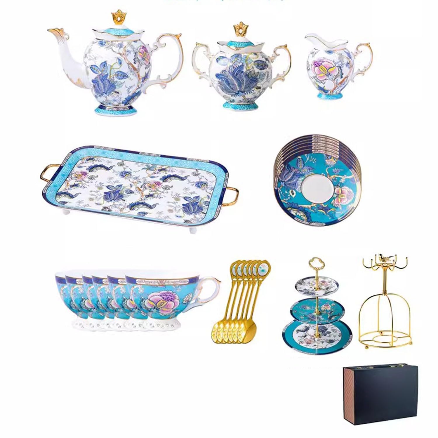 Zestaw do herbaty Zestaw do herbaty Zestaw do herbaty z porcelany kostnej Zestaw do herbaty w pudełku prezentowym, Domowa europejska filiżanka do kawy i spodek,