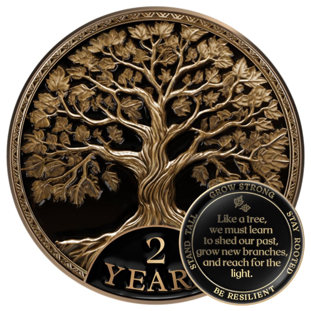 MilestoneMint 2 Year Sobriety Coin, Tree of Life, AA Coins and Medallions