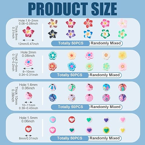 Miniatura 8 de Craftdady 200 cuentas sueltas de arcilla polimérica Plumeria Flower Spacer de 0.472 x 0.315 in, colores mezclados al azar, 5 pétalos, cuentas Flores