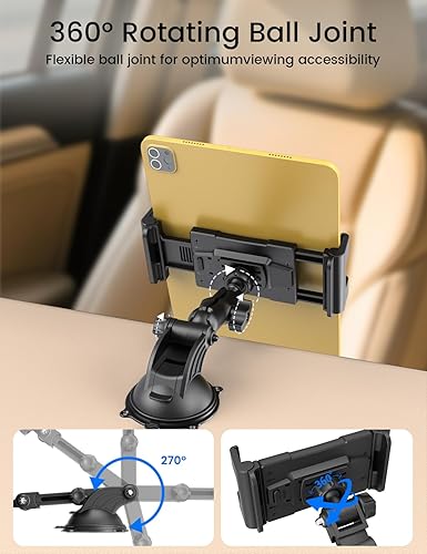 Miniatura 5 de OHLPRO Soporte para tablet para tablero de automóvil y parabrisas, soporte para iPad con ventosa para camión, rotación de 360, abrazadera ajustable