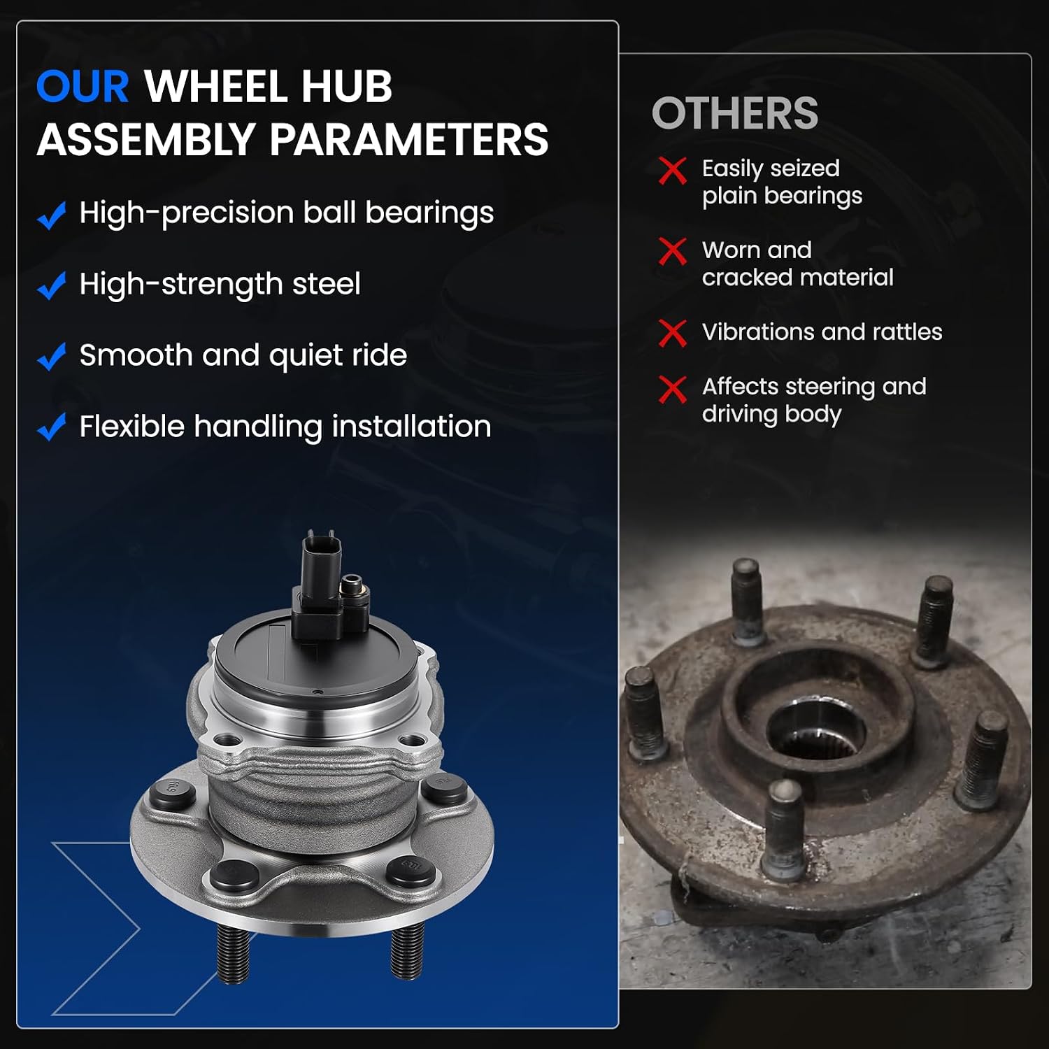 512411 Rear Wheel Bearing and Hub Assembly Compatible with Volvo C30 C70 2007-2013, for S40 V50 2005-2011, 1PCS
