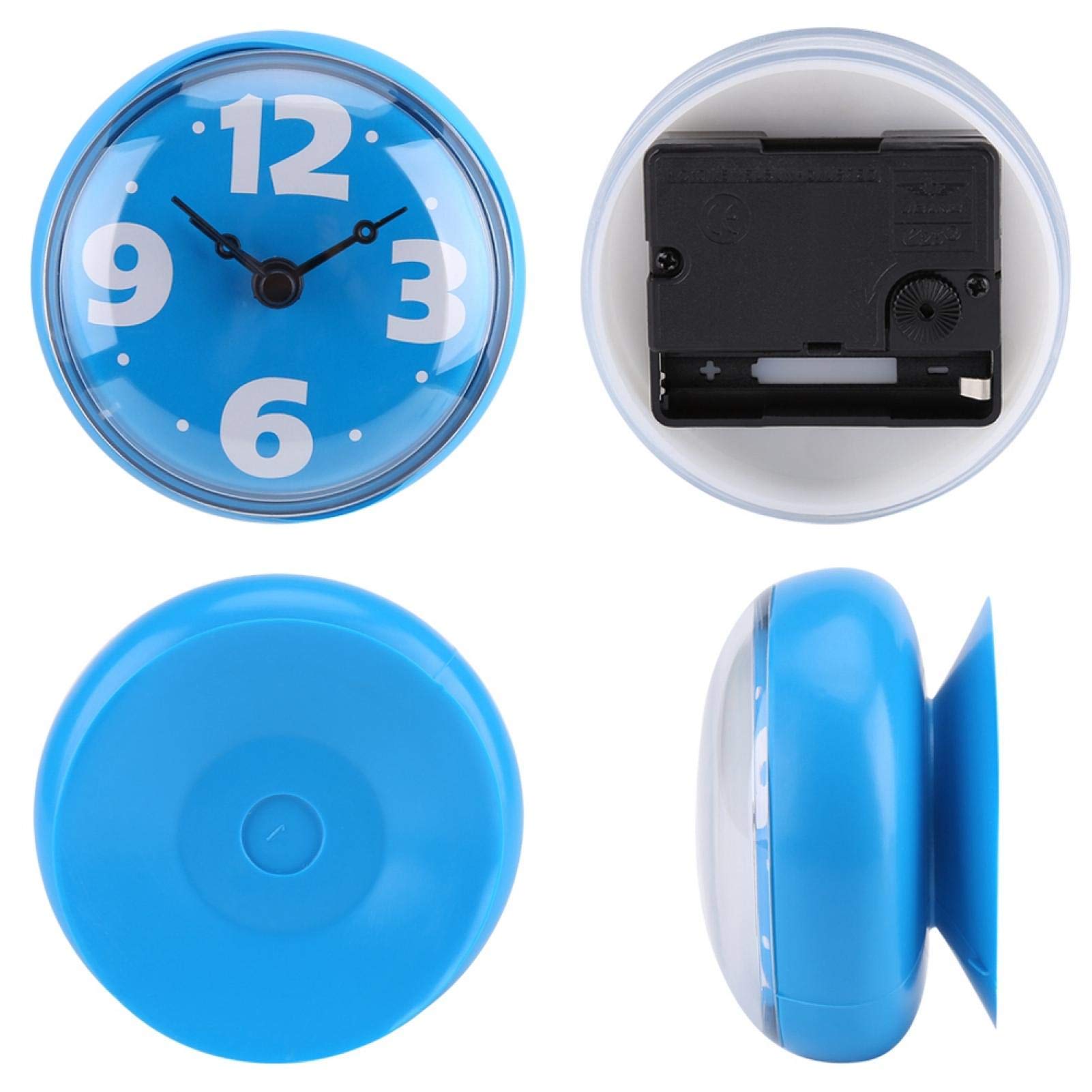 Zuignap waterdichte ronde mini wandklok quartz klokken decoratie voor badkamer keuken woonkamer slaapkamer (groen