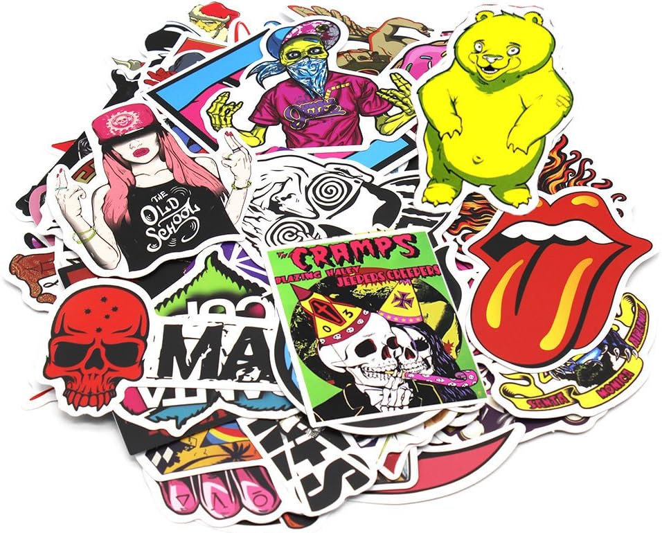 Aikuer 100pcs Laptop Stickers Waterproof Graffiti Vinyl Stickers, Cool Car Stickers Motorcycle Bicycle Luggage Decal Graffiti Patches Skateboard Stickers, Not Repeat Random Stickers Pack