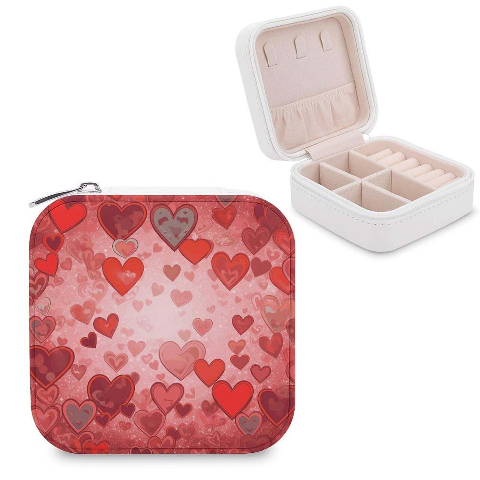 JTREHY Travel Love Heart Shape Jewelry Case Portable Display Storage Box PU Leather Mini Jewelry Travel Case Personalized Travel Jewelry Organizer Small Jewelry Box for Women