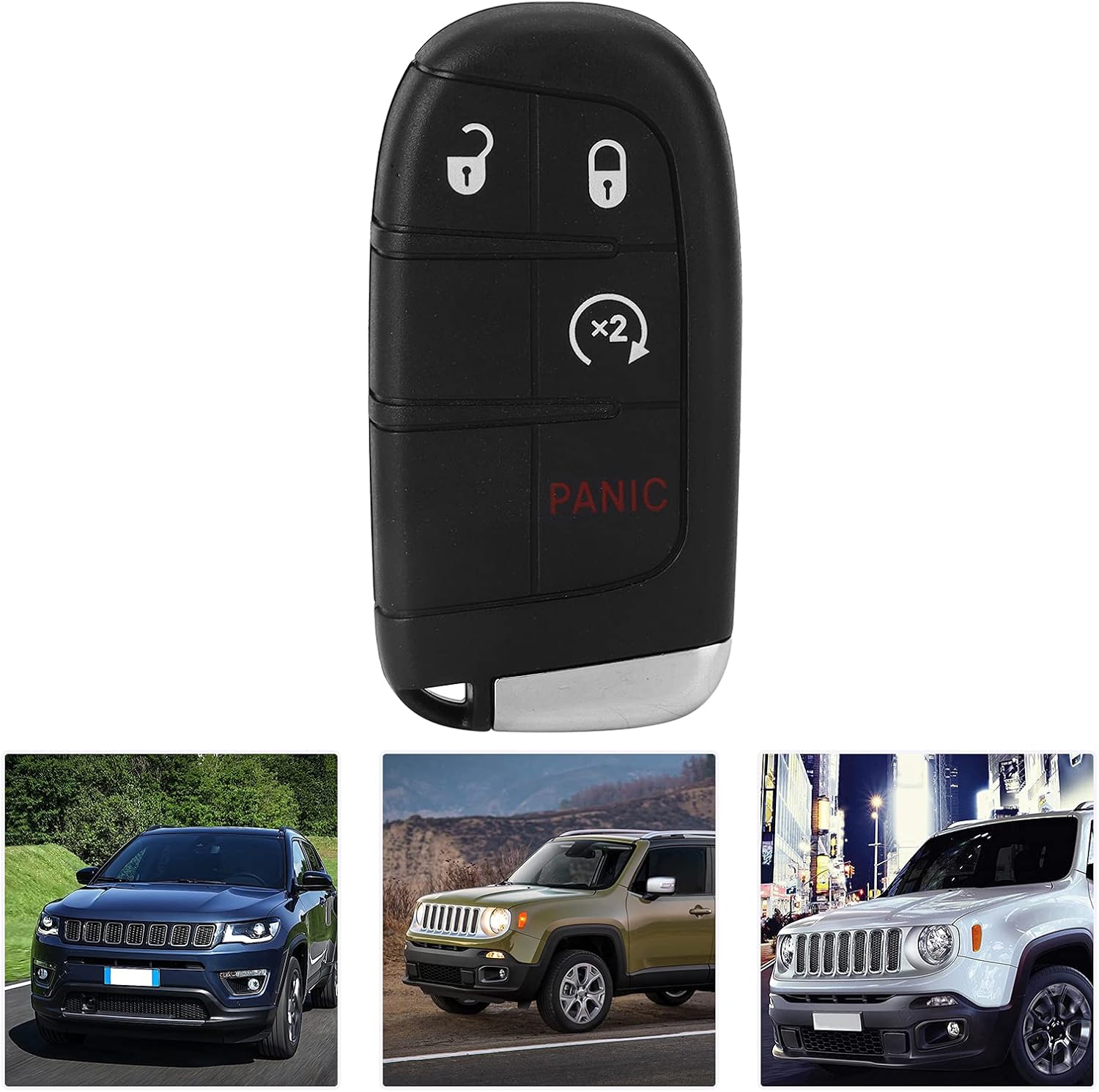 Car Key Fob Remote Control Fit for Renegade 2015-2020, Replaces OE 6MP33DX9AA, 4 Button Smart Key with 433MHZ Frequency, Original Circuit Board in New Case Providing Reliable