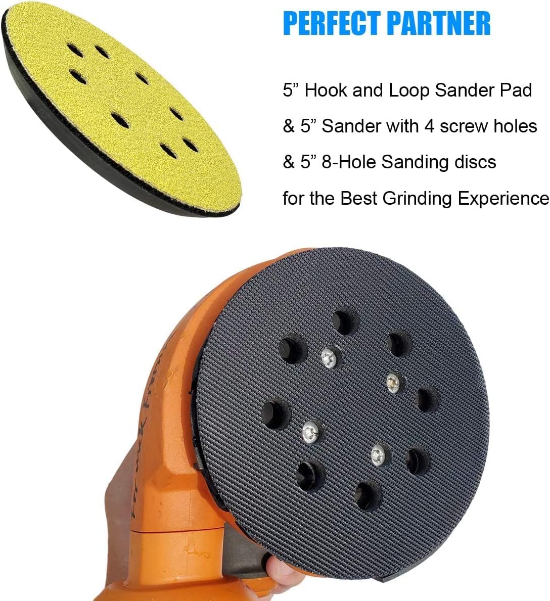 2 Pack 5 Inch 8 Hole Hook and Loop Replacement Sander Pad for Ridgid R2501 R2600 R2601 R2611 R8606 Random Orbit Sander. 5" Replacement Hook and Loop Backing Pad Parts # 300527002