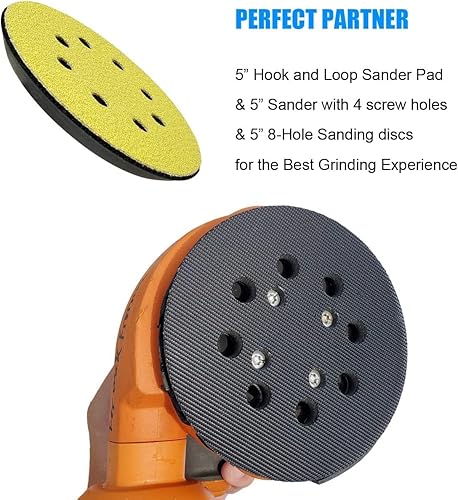Miniatura 4 de Almohadilla de lijadora de repuesto de gancho y bucle de 5 pulgadas para lijadoras de órbita aleatoria Ridgid R2600, R2601 - Almohadilla de lijado