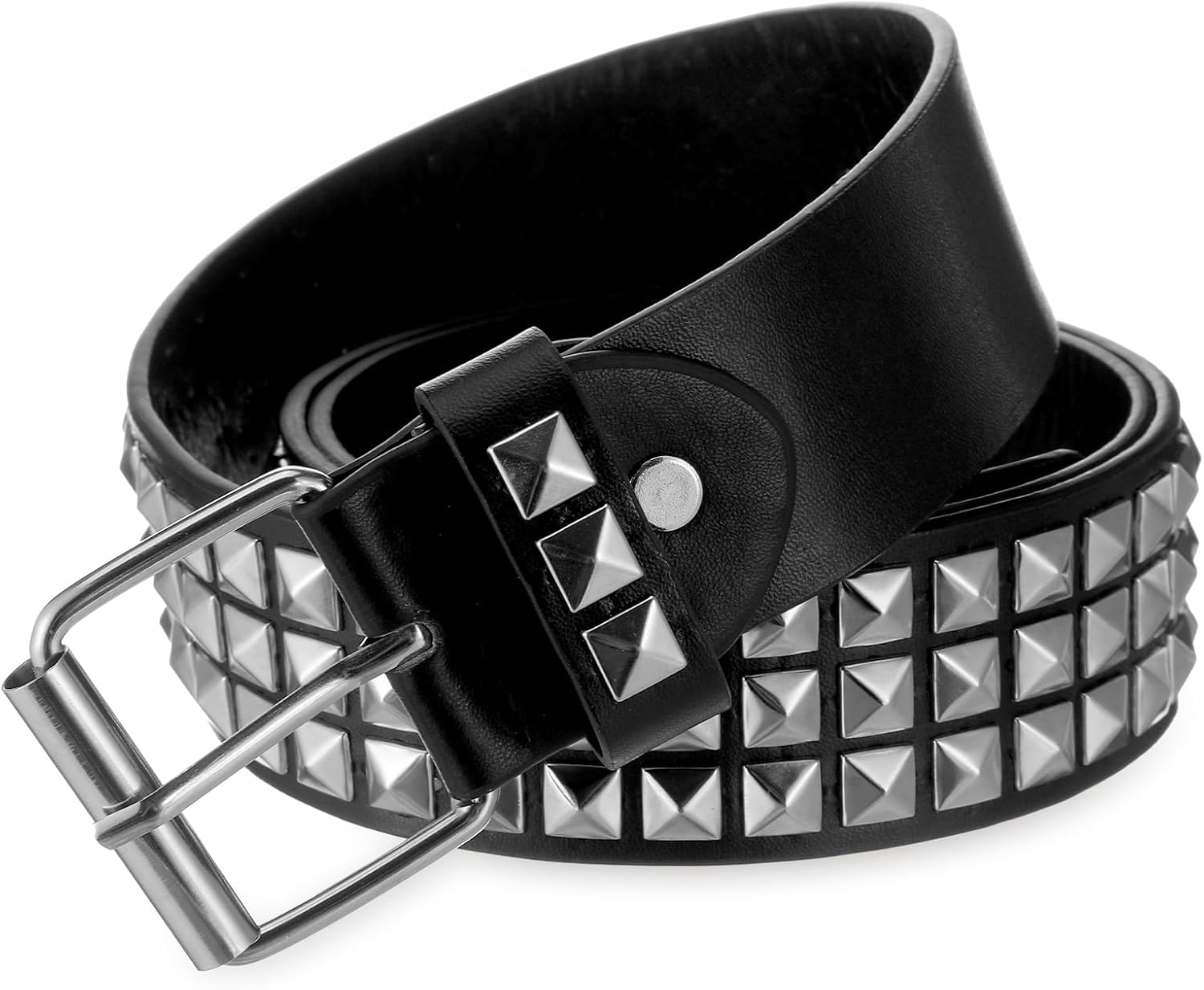 Teaaha Black Studded Belt, Punk Rock Metal Belt with Pyramid Studs for Men and Women, Gothic Studded Belts, Perfect Punk Belts Accessory (Fit Pant 27-40 inch) - Image 4