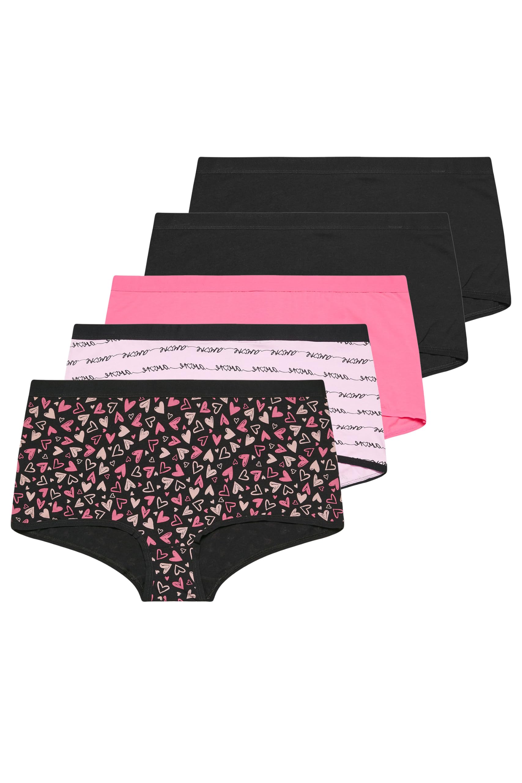 Yours Women's 5 Pack Heart Print Shorts | Size: 26-28
