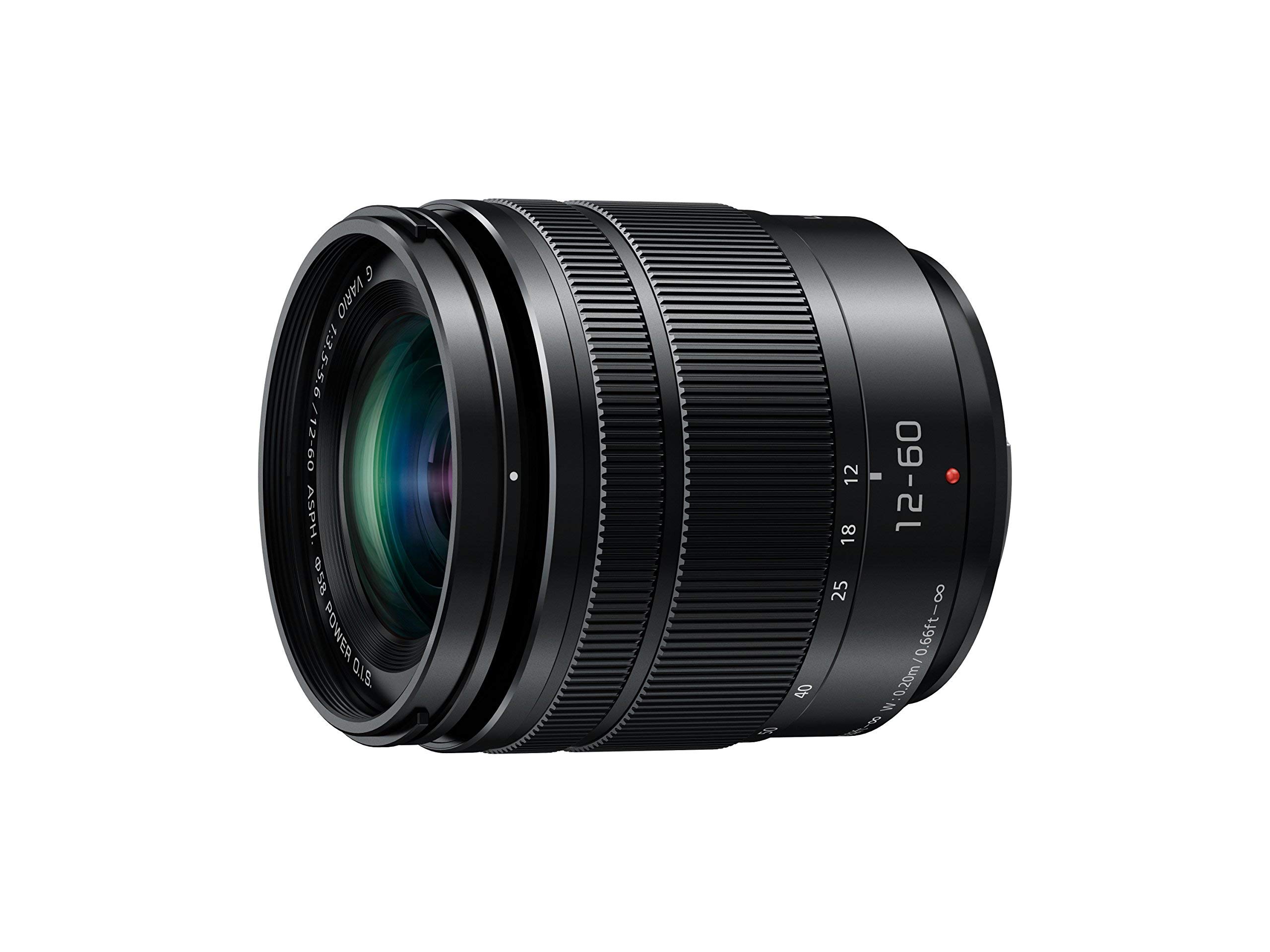 Panasonic H-FS12060E LUMIX G Vario 12-60 mm F3.5-5.6 ASPH. Objectif (Zoom 5X, stabilisateur d'image Power O.I.S, Protection Contre la poussière/Les éclaboussures) Noir (reconditionné)