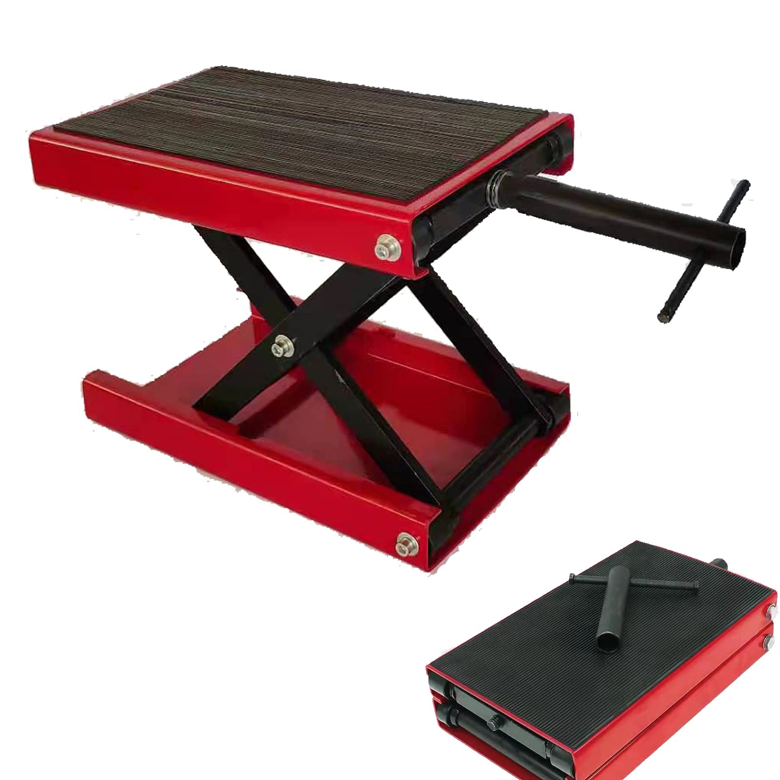 Elevador de tijera para motocicleta de 1000 libras, mesa de soporte de elevación ajustable para motocicleta, taller de gato elevador de reparación de motos de hierro resistente, estante de soporte