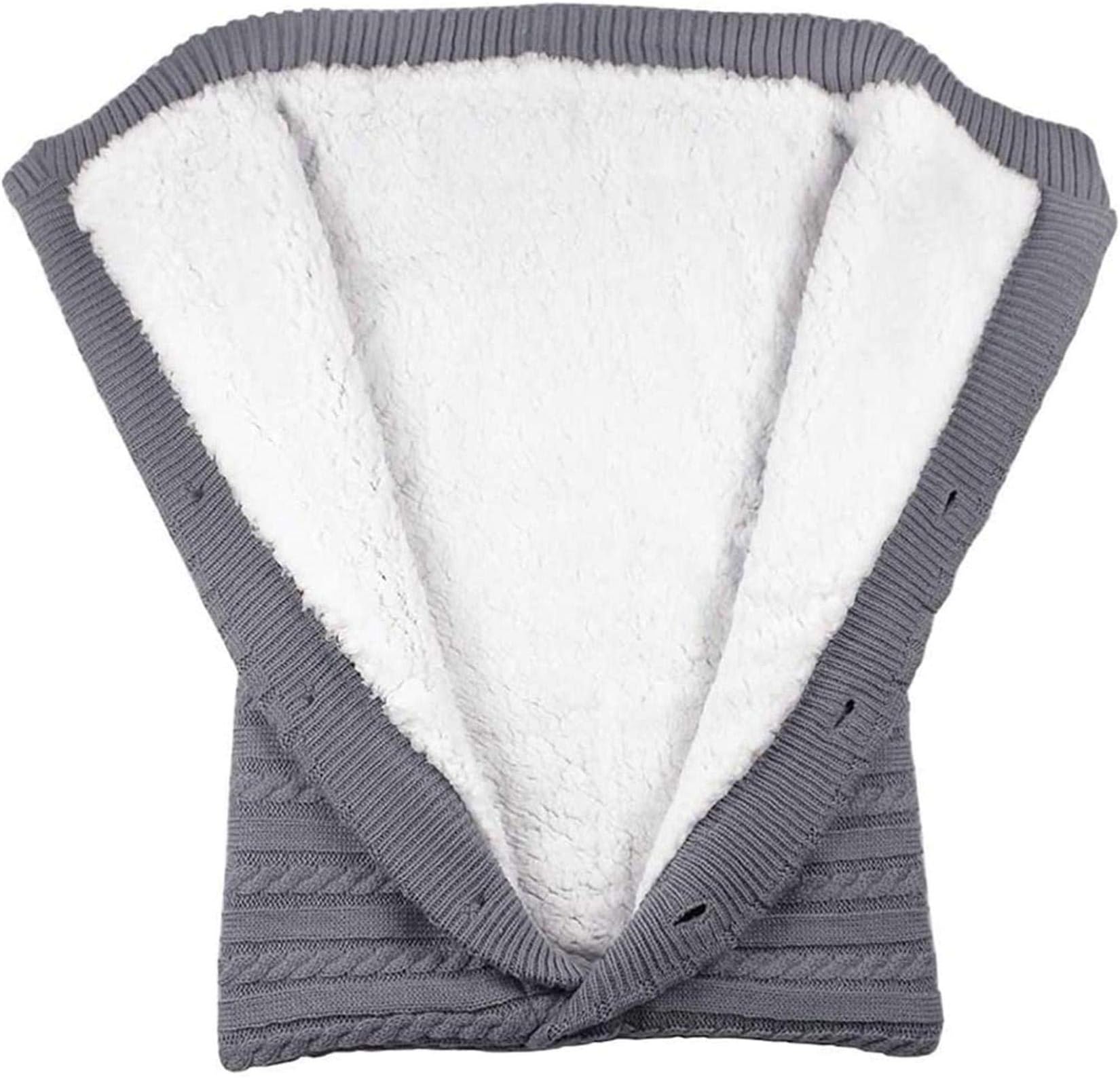 AiMoonsa Newborn Baby Swaddle Blanket, Wrap Soft Infant Sleeping Bag, Warm Cozy and Thick Newborn Infant Nursery Knitted Fleece Blanket for Baby Girl or Boy Gray