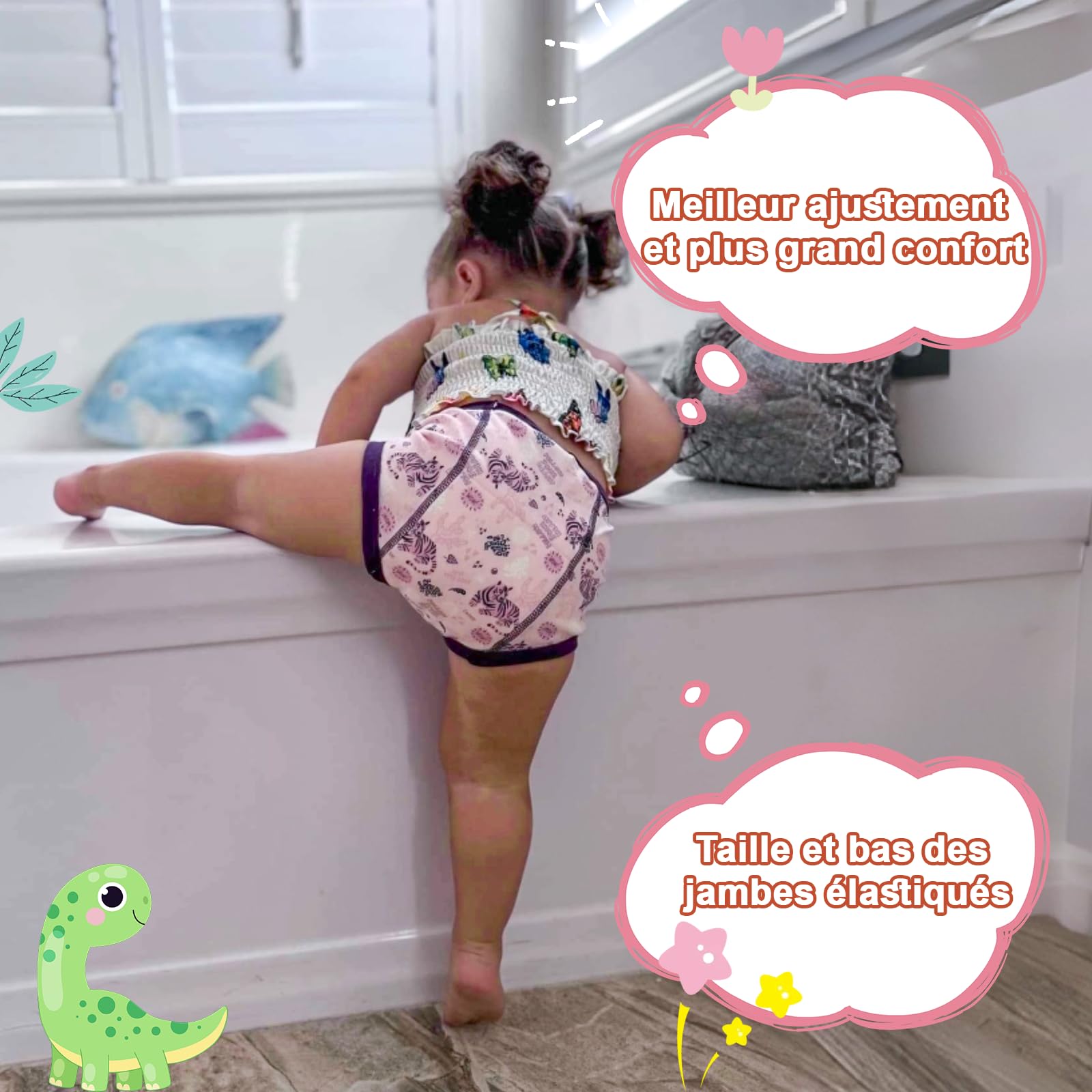 FLYISH DIRECT Culottes d Apprentissage pour Fille, Lot de 6 slip d apprentissage pour Garçons et Filles, Culotte Absorbants Enfant 100% Coton, Moments gourmands, 3 ans